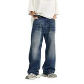 Retro Ripped Wide-Leg Denim Jeans